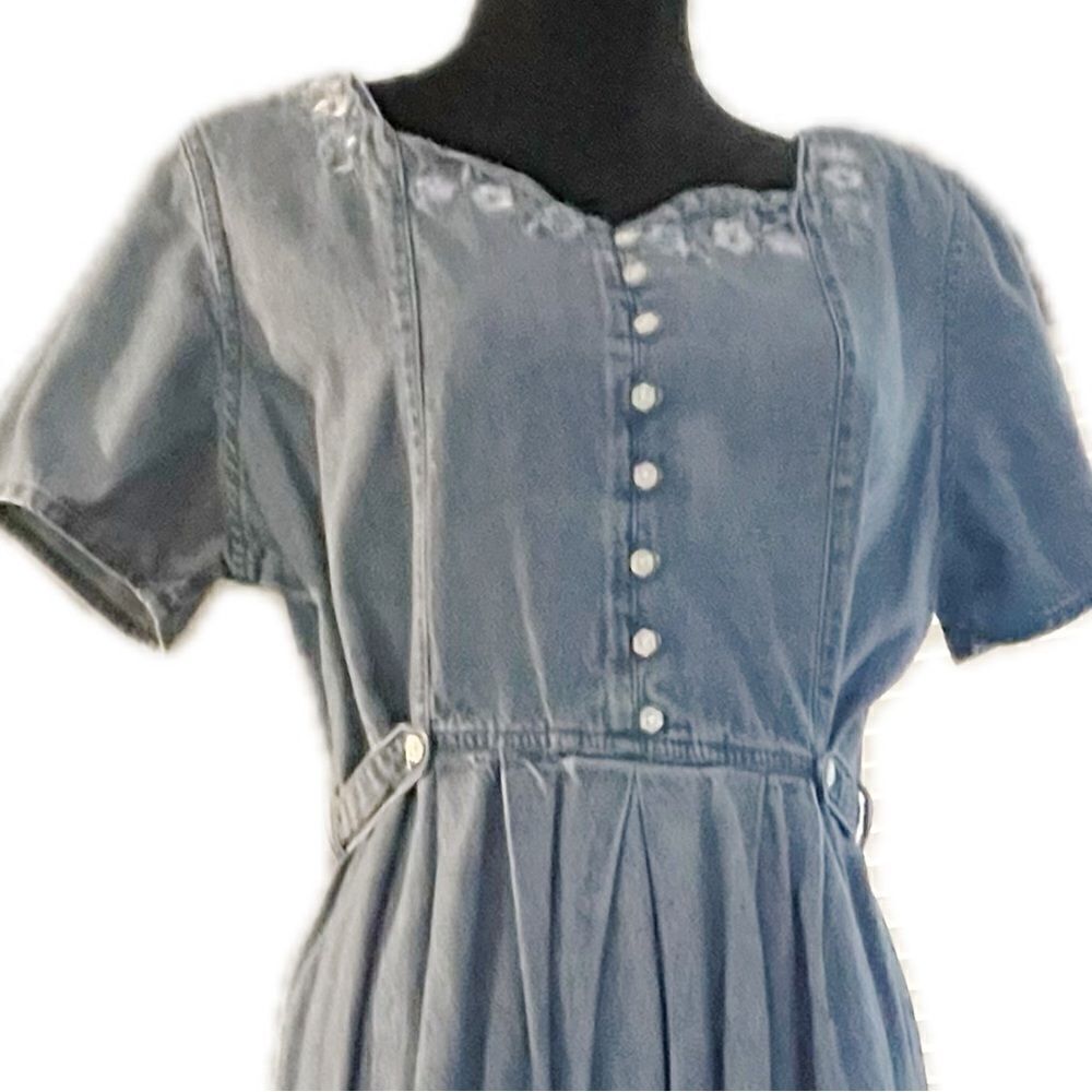 Basic Editions Slate Blue Maxi Dress with Button Front - Picture 2 of 6